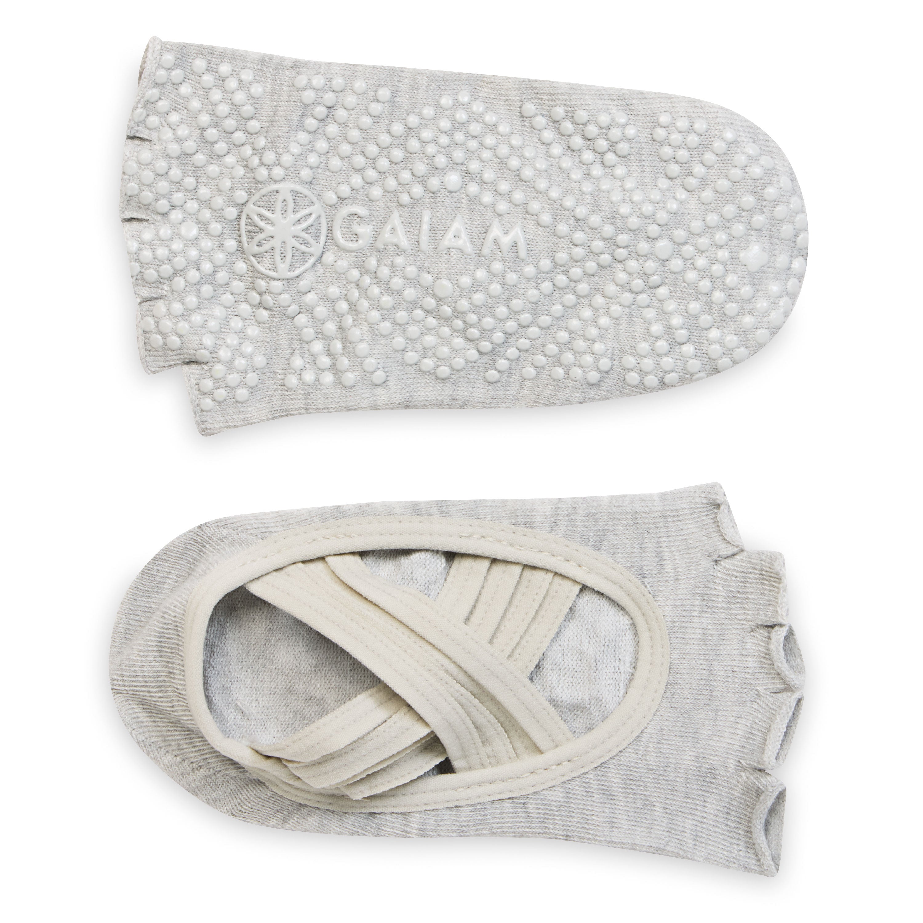 Gaiam Grippy Yoga Socks Grey top and bottom